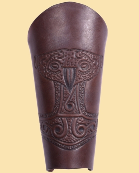 Armstulpe mit geprägtem Thorshammer - braun-antik